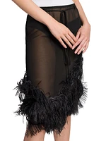 Feathered Georgette Knee-Length Skirt