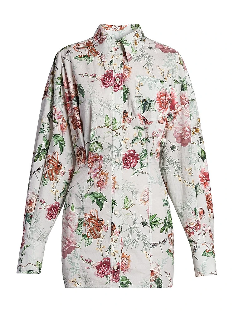 Floral Cotton Mini Shirtdress