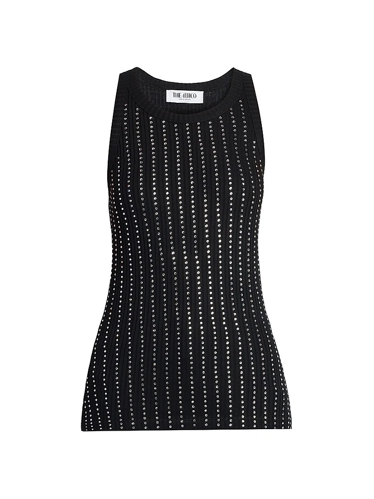 Crystal-Embellished Cotton Tank Top