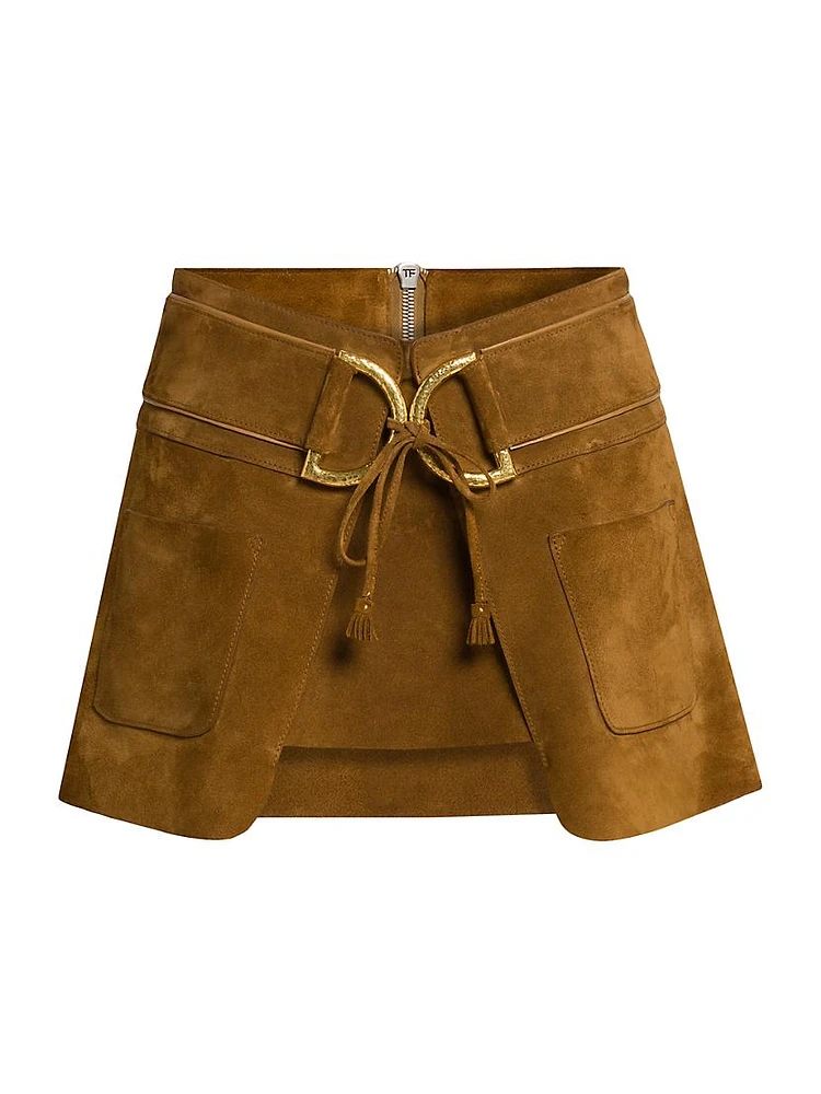 Suede D-Ring Miniskirt