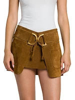 Suede D-Ring Miniskirt
