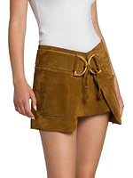 Suede D-Ring Miniskirt