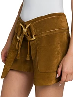 Suede D-Ring Miniskirt