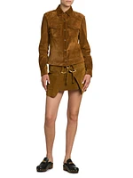 Suede D-Ring Miniskirt