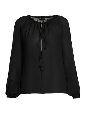 Silk Georgette Peasant Blouse