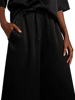 Barb Satin Wide-Leg Drawstring Pants