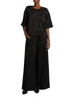 Barb Satin Wide-Leg Drawstring Pants