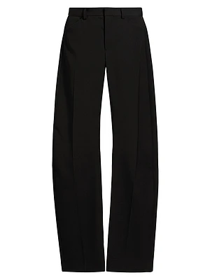 Bowed Leg Mid-Rise Pants