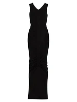 Ruched V-Neck Maxi Dress
