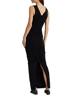 Ruched V-Neck Maxi Dress