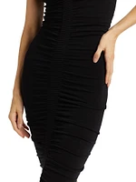 Ruched V-Neck Maxi Dress