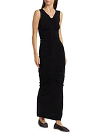 Ruched V-Neck Maxi Dress