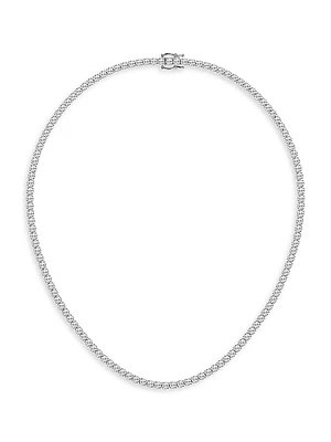 14K White Gold & Natural Diamond Tennis Necklace/5.00-15.00 TCW