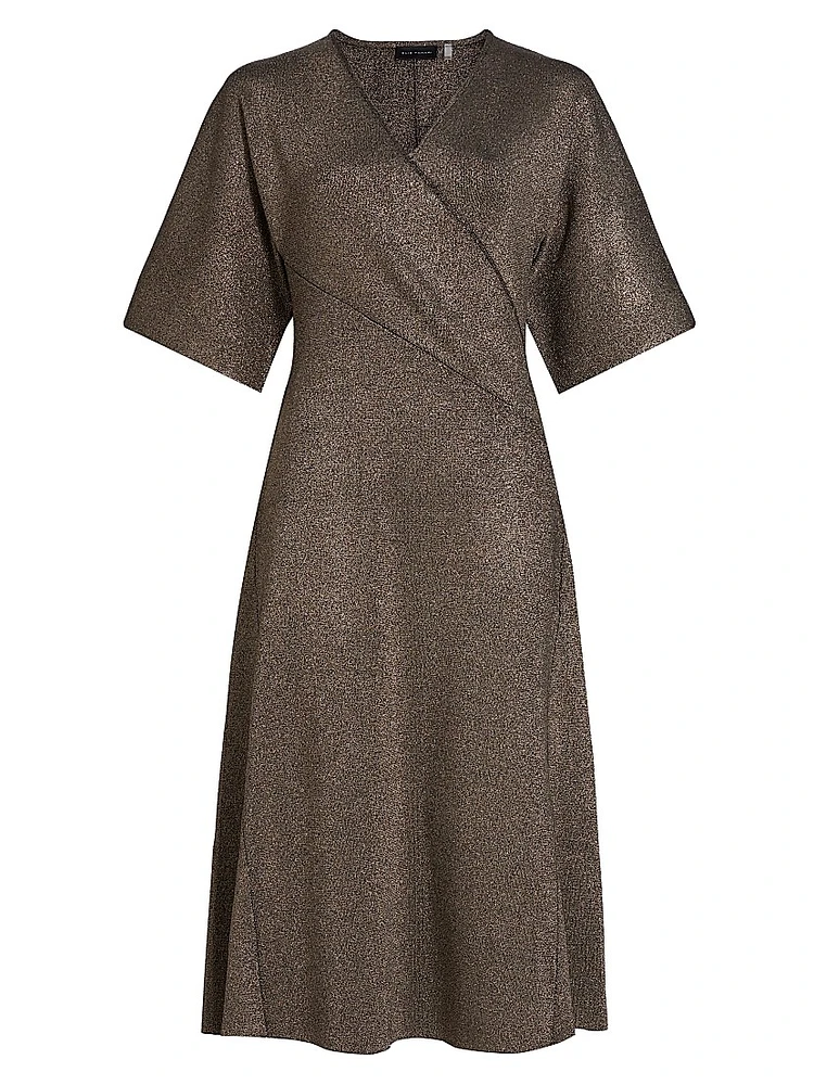 The Everly Metallic Knit Wrap Midi-Dress
