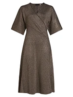 The Everly Metallic Knit Wrap Midi-Dress