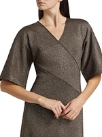The Everly Metallic Knit Wrap Midi-Dress