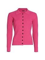 Mariella Rib-Knit Polo Cardigan