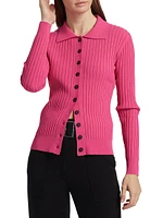 Mariella Rib-Knit Polo Cardigan