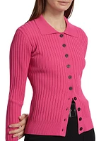 Mariella Rib-Knit Polo Cardigan