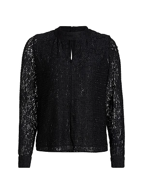 The Andi Embellished Lace Cut-Out Blouse