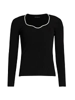 Ana Embellished Rib-Knit Sweater
