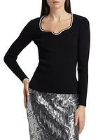 Ana Embellished Rib-Knit Sweater