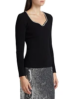 Ana Embellished Rib-Knit Sweater