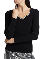 Ana Embellished Rib-Knit Sweater