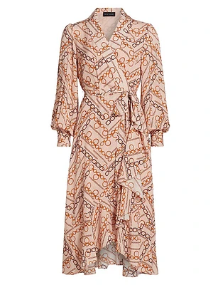 The Linnea Gilded Chain Print Midi-Dress