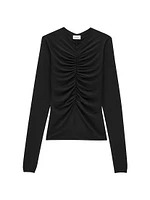 Ruched Sweater in Cashmere, Wool, and Silk