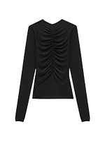 Ruched Sweater in Cashmere, Wool, and Silk