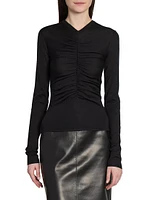 Ruched Sweater in Cashmere, Wool, and Silk