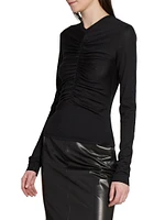 Ruched Sweater in Cashmere, Wool, and Silk