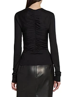 Ruched Sweater in Cashmere, Wool, and Silk