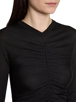 Ruched Sweater in Cashmere, Wool, and Silk