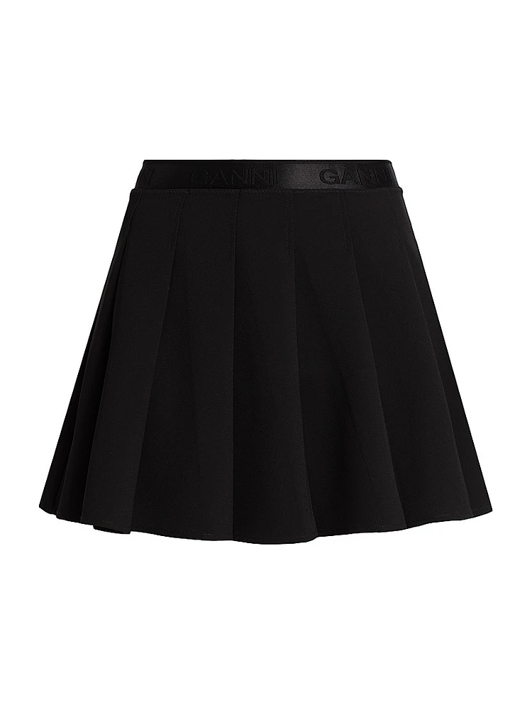 Logo Pleated Twill Miniskirt