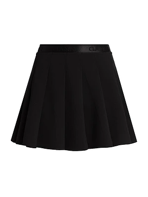 Logo Pleated Twill Miniskirt