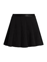 Logo Pleated Twill Miniskirt