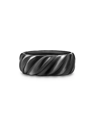 Sculpted Cable Band Ring Black Titanium