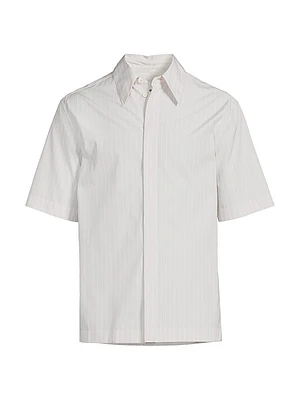 Striped Cotton Button-Front Short-Sleeve Shirt