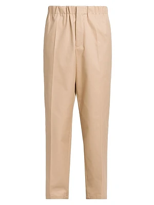 Cotton Elasticized Straight-Leg Trousers