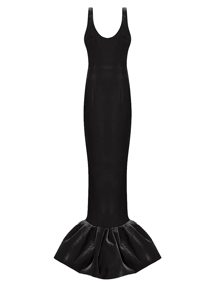 Pualo Silk Trumpet-Hem Gown