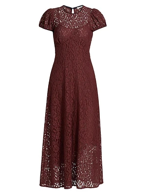 Katarina Lace Fit & Flare Short-Sleeve Midi-Dress