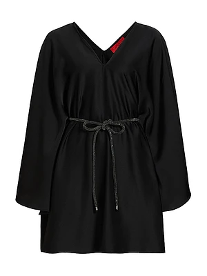 Ola Satin V-Neck Caftan Minidress