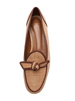 Bow-Detailed Grosgrain & Raffia Loafers