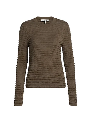 Smocked Silk-Cotton Crewneck Top