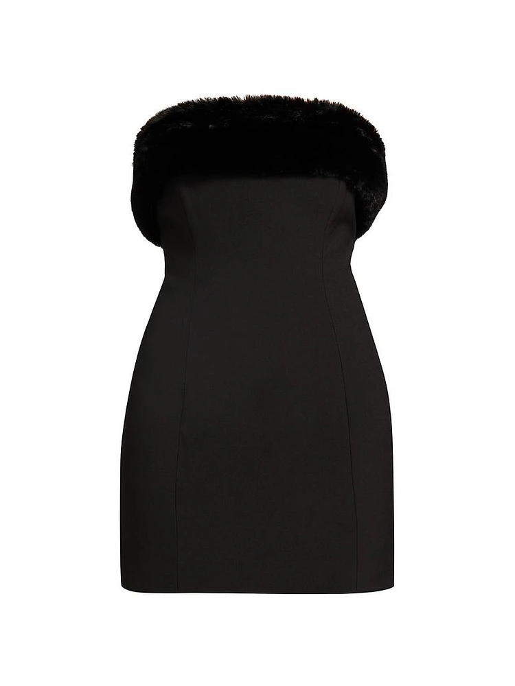 Clause Faux Fur-Trimmed Minidress