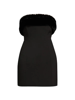 Clause Faux Fur-Trimmed Minidress