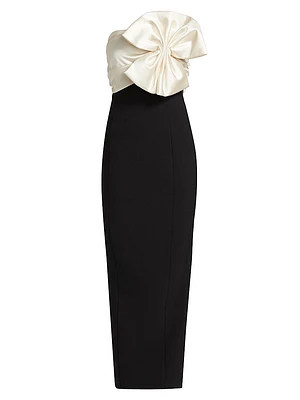 Kane Satin Bow Column Cocktail Dress