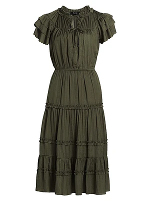 Parachute Ruffled Midi-Dress